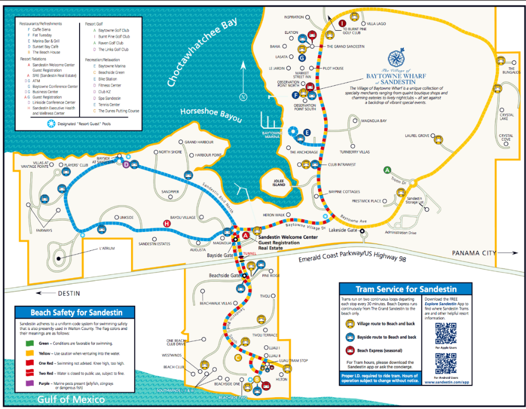 Sandestin Resort Map with Neighborhood Labels